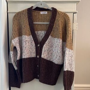 Cozy Knit Cardigan with Stripes